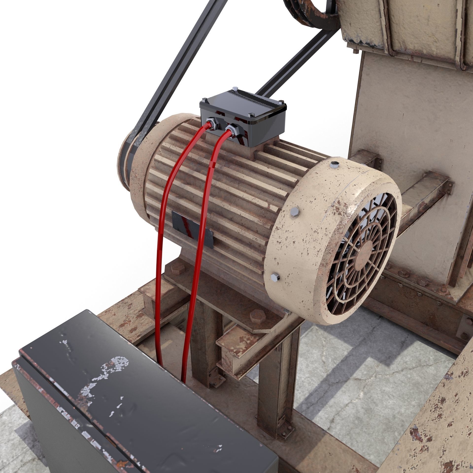 Oil Pumpjack Animated Weathered 3 Low-poly 3D model_4