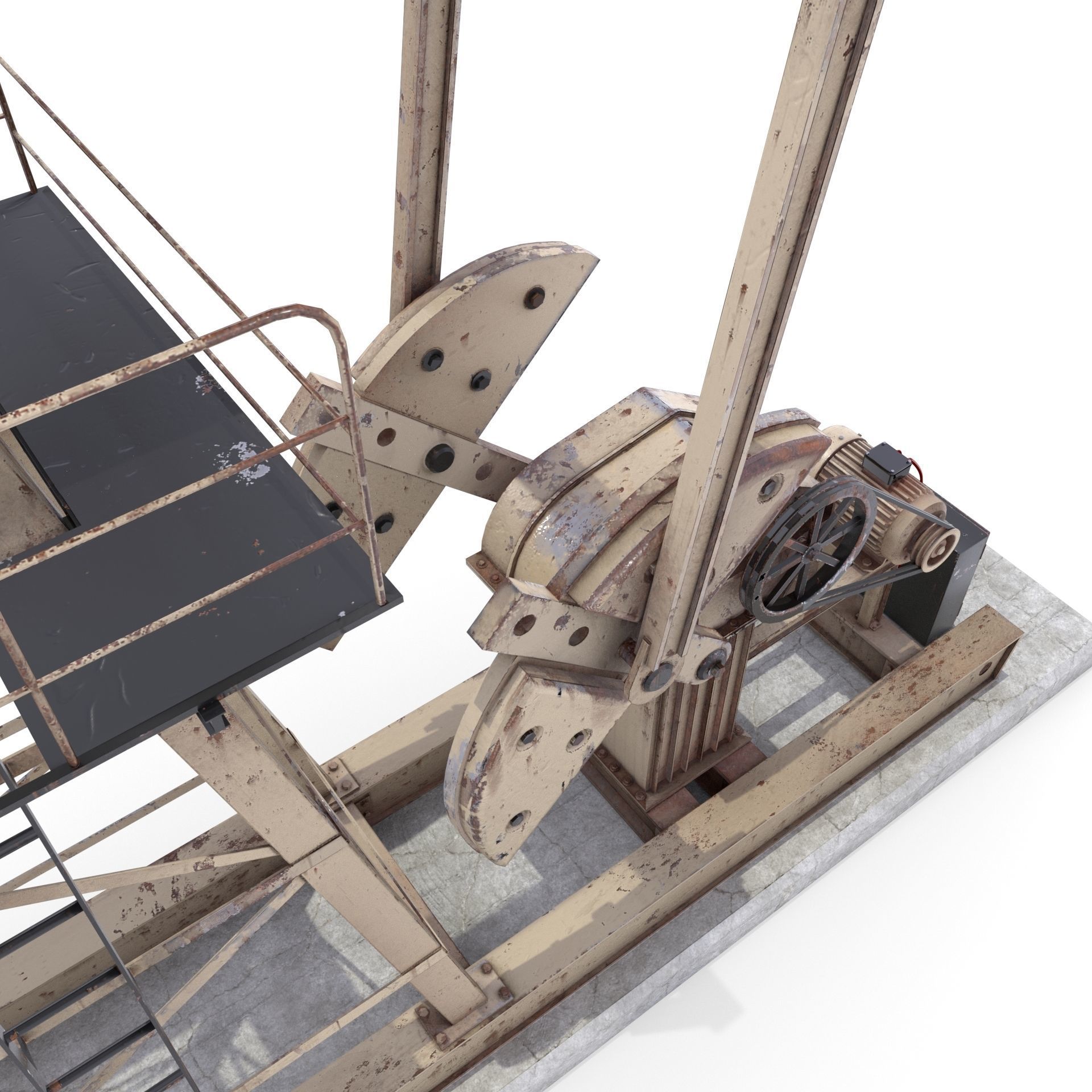 Oil Pumpjack Animated Weathered 3 Low-poly 3D model_8