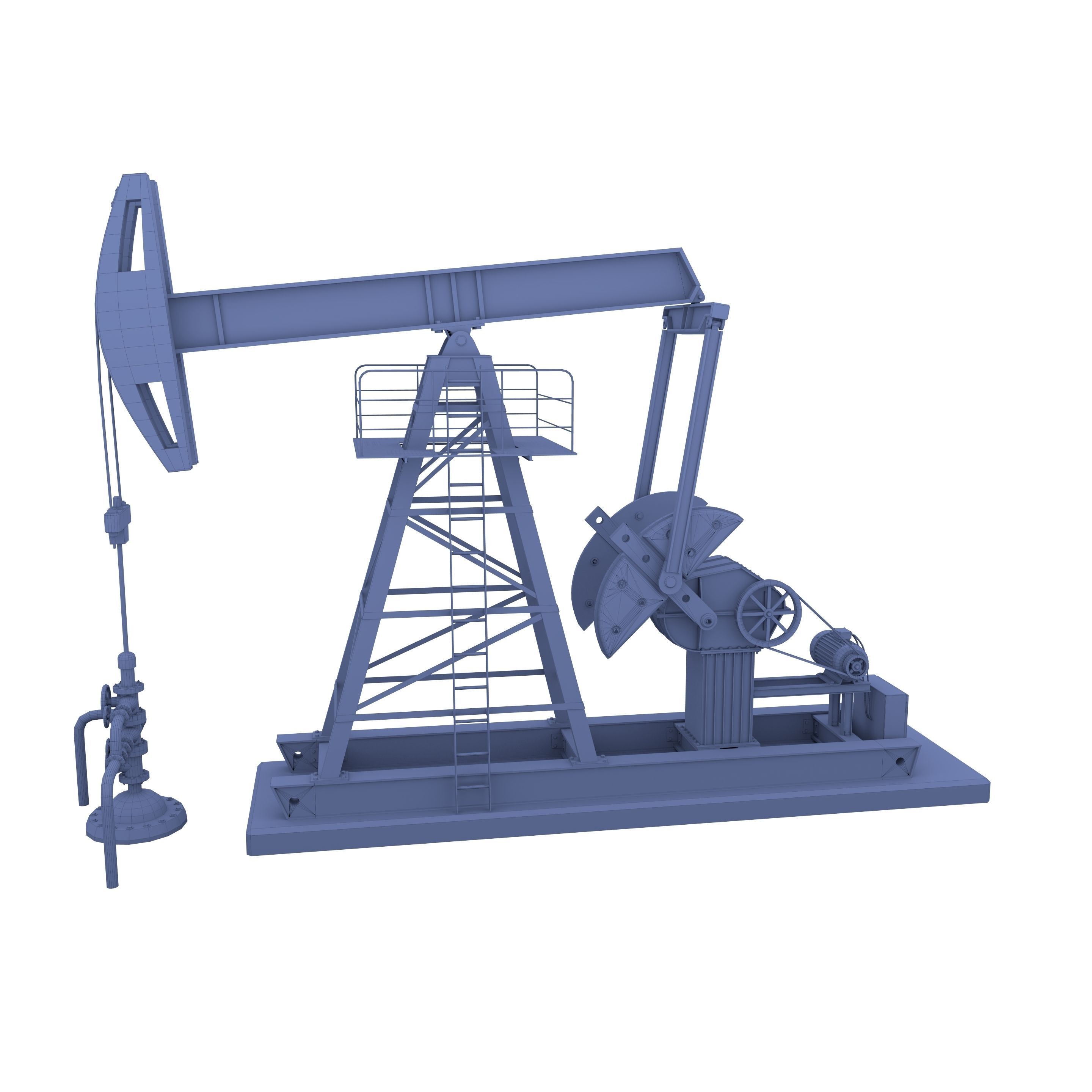Oil Pumpjack Animated Weathered 3 Low-poly 3D model_11