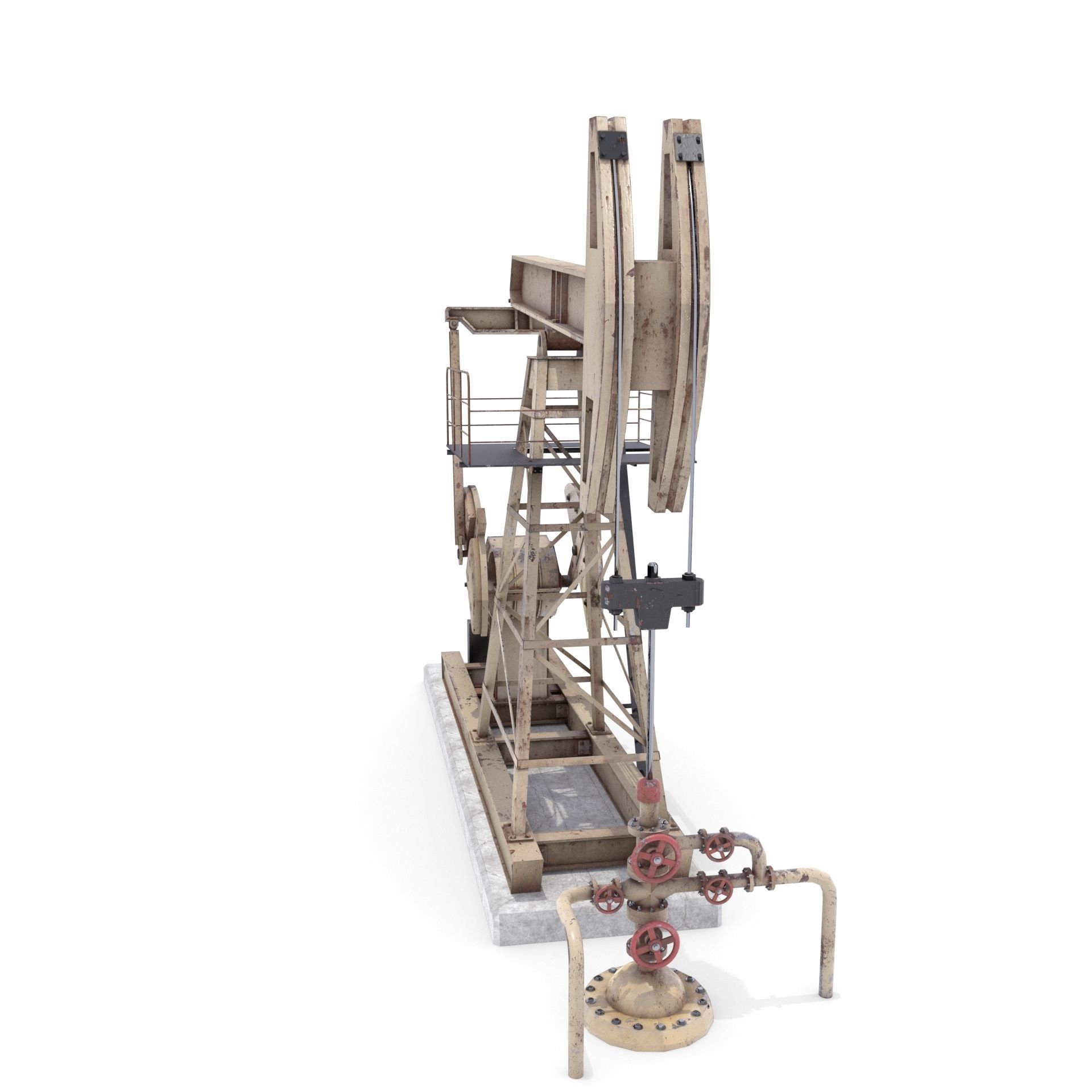Oil Pumpjack Animated Weathered 3 Low-poly 3D model_2