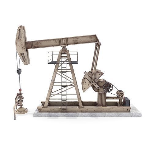 Oil Pumpjack Animated Weathered 3 Low-poly 3D model
