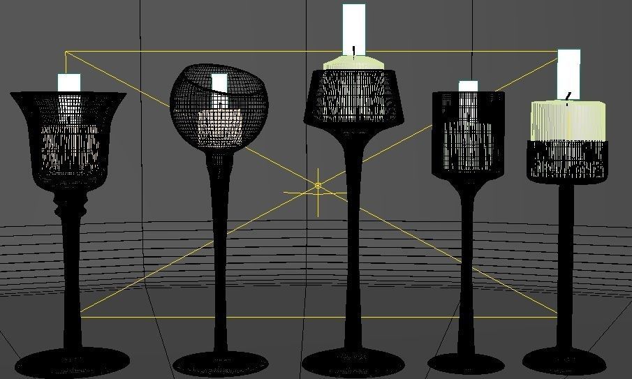 Candlesticks glass candle holder with candle in it 3D model_2