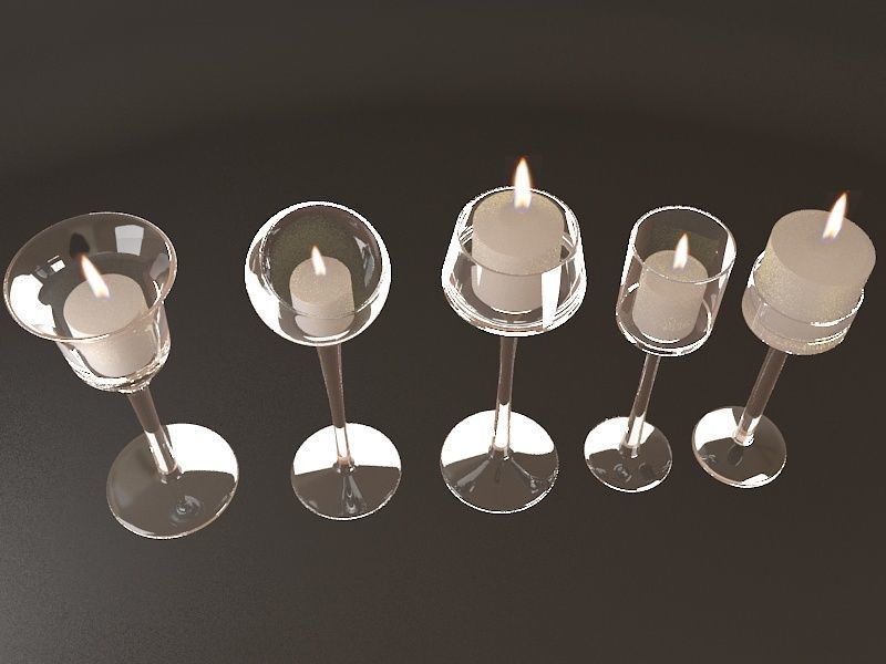 Candlesticks glass candle holder with candle in it 3D model_5