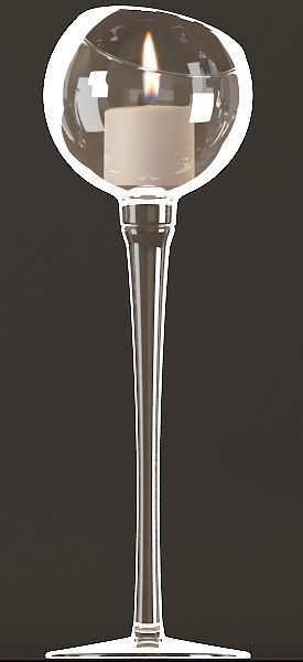 Candlesticks glass candle holder with candle in it 3D model_7