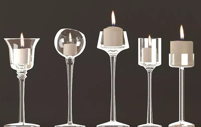 Candlesticks glass candle holder with candle in it 3D model_0