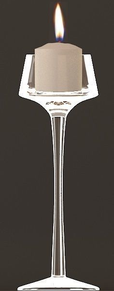 Candlesticks glass candle holder with candle in it 3D model_8