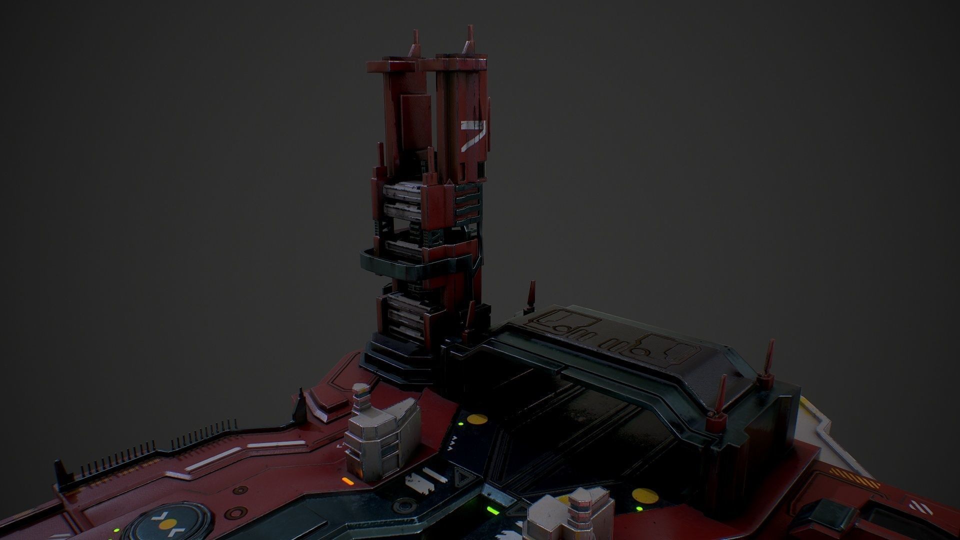 Low poly sci fi detailed space port building Low-poly 3D model_10