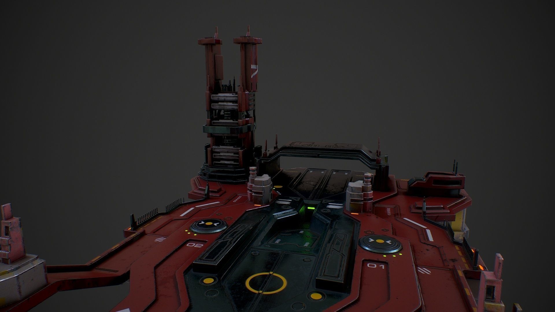 Low poly sci fi detailed space port building Low-poly 3D model_9
