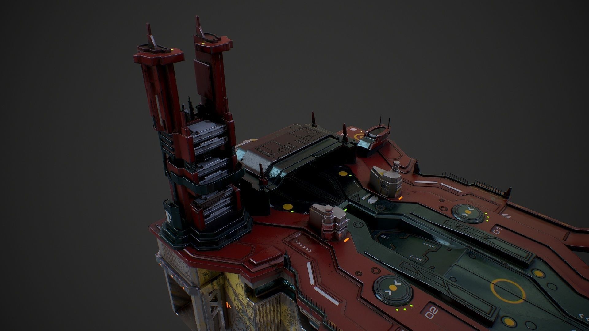 Low poly sci fi detailed space port building Low-poly 3D model_11