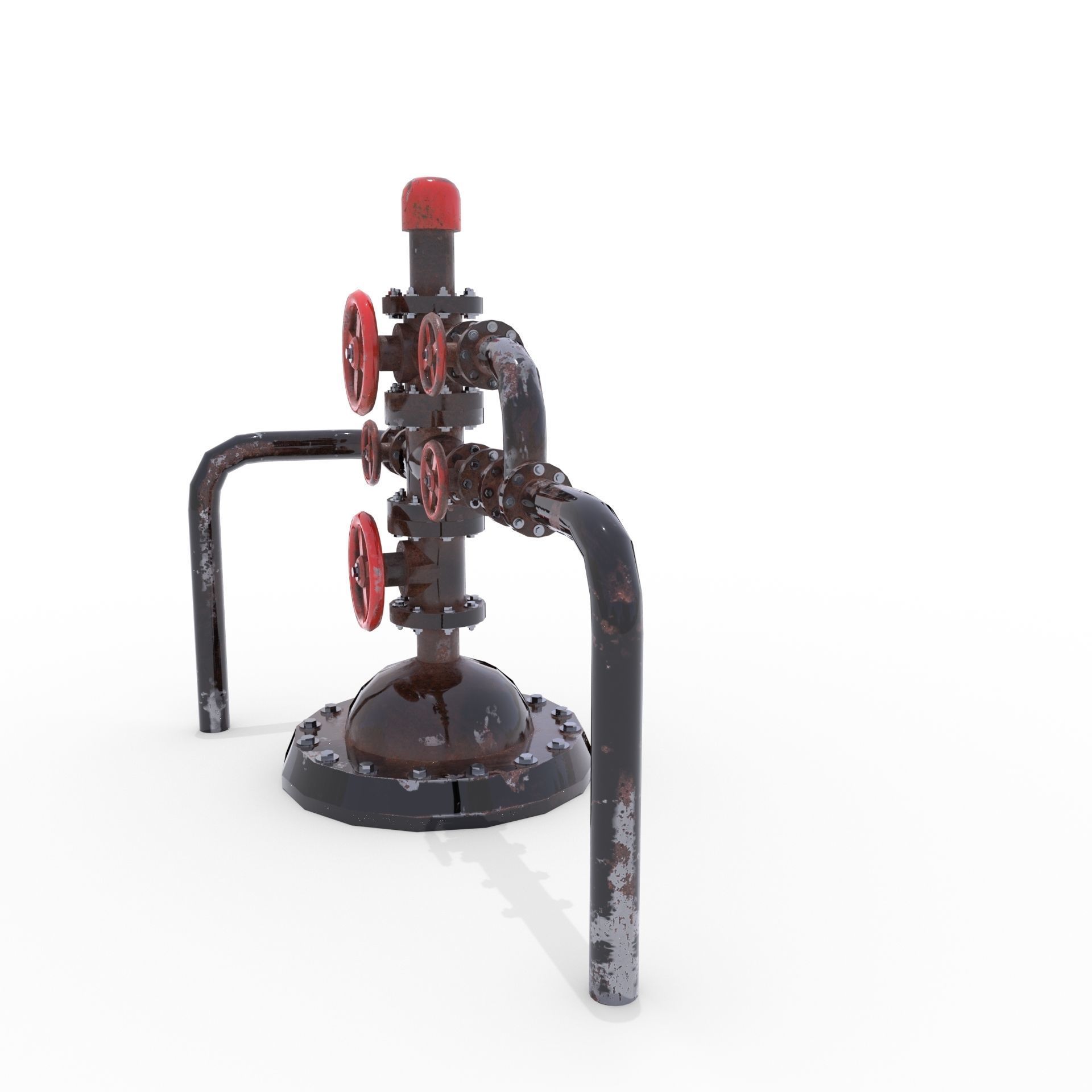 Oil Pumpjack Wellhead 2 Low-poly 3D model_1
