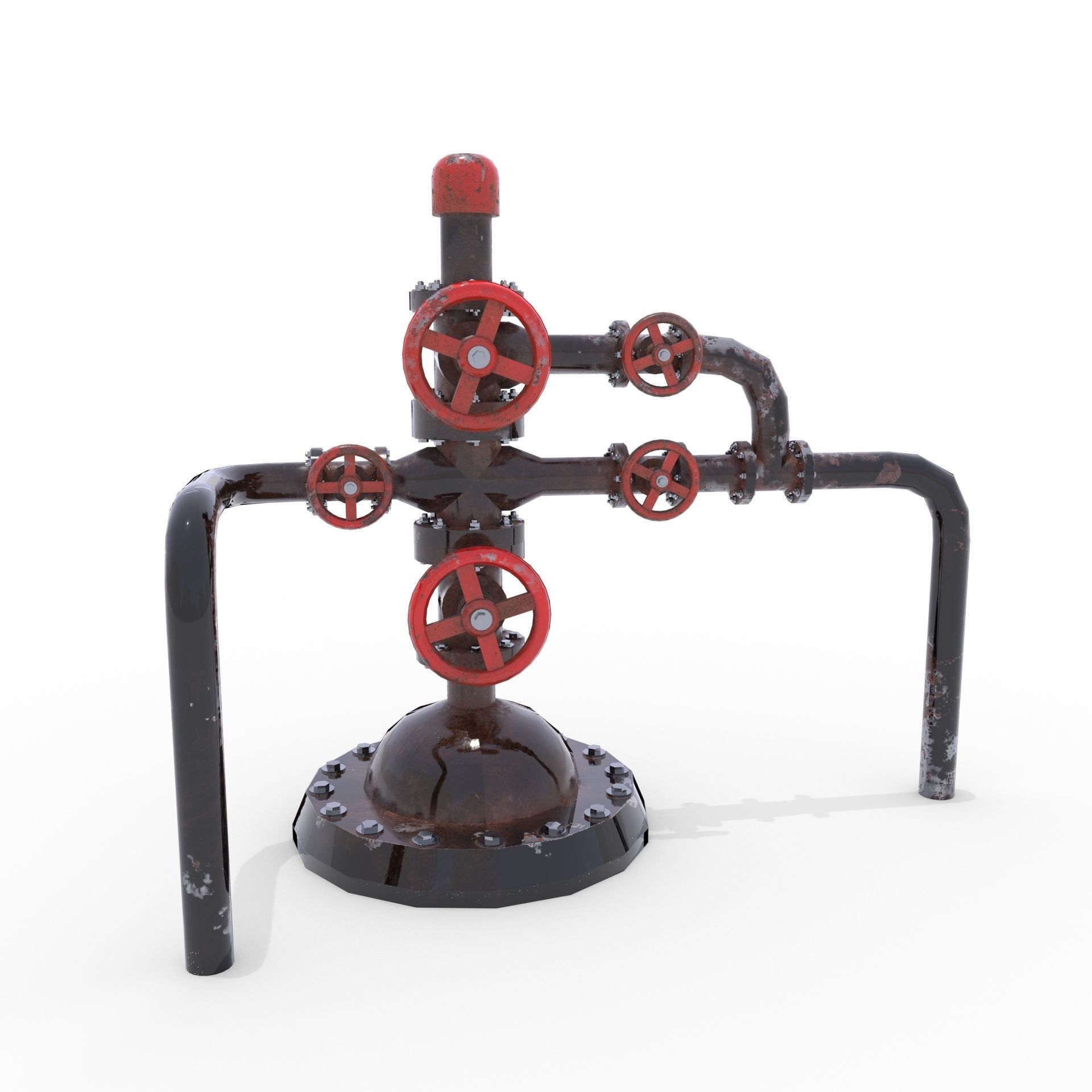 Oil Pumpjack Wellhead 2 Low-poly 3D model_3