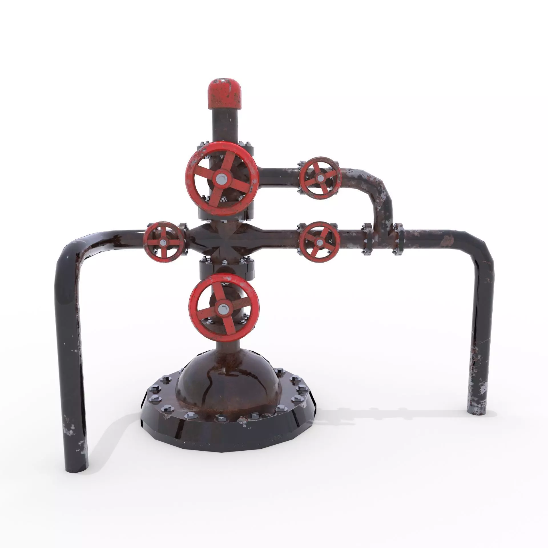 Oil Pumpjack Wellhead 2 Low-poly 3D model_0