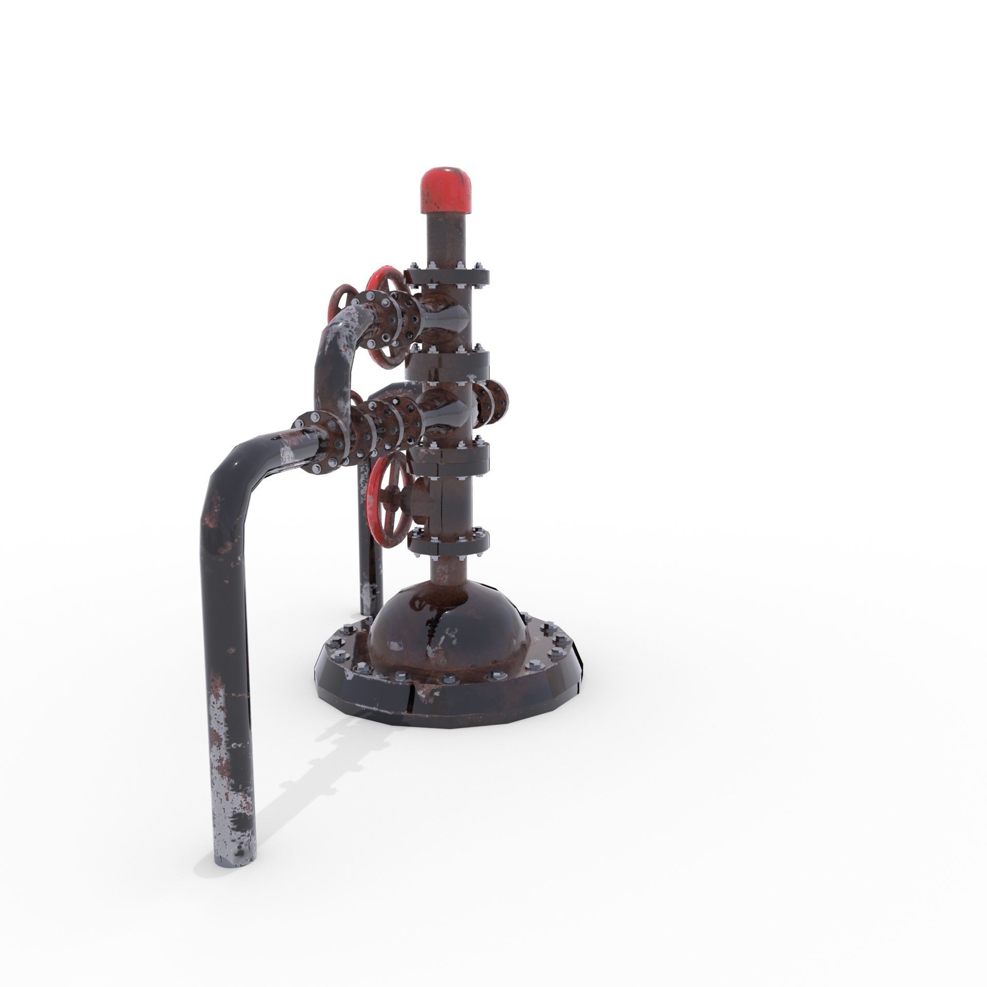 Oil Pumpjack Wellhead 2 Low-poly 3D model_2