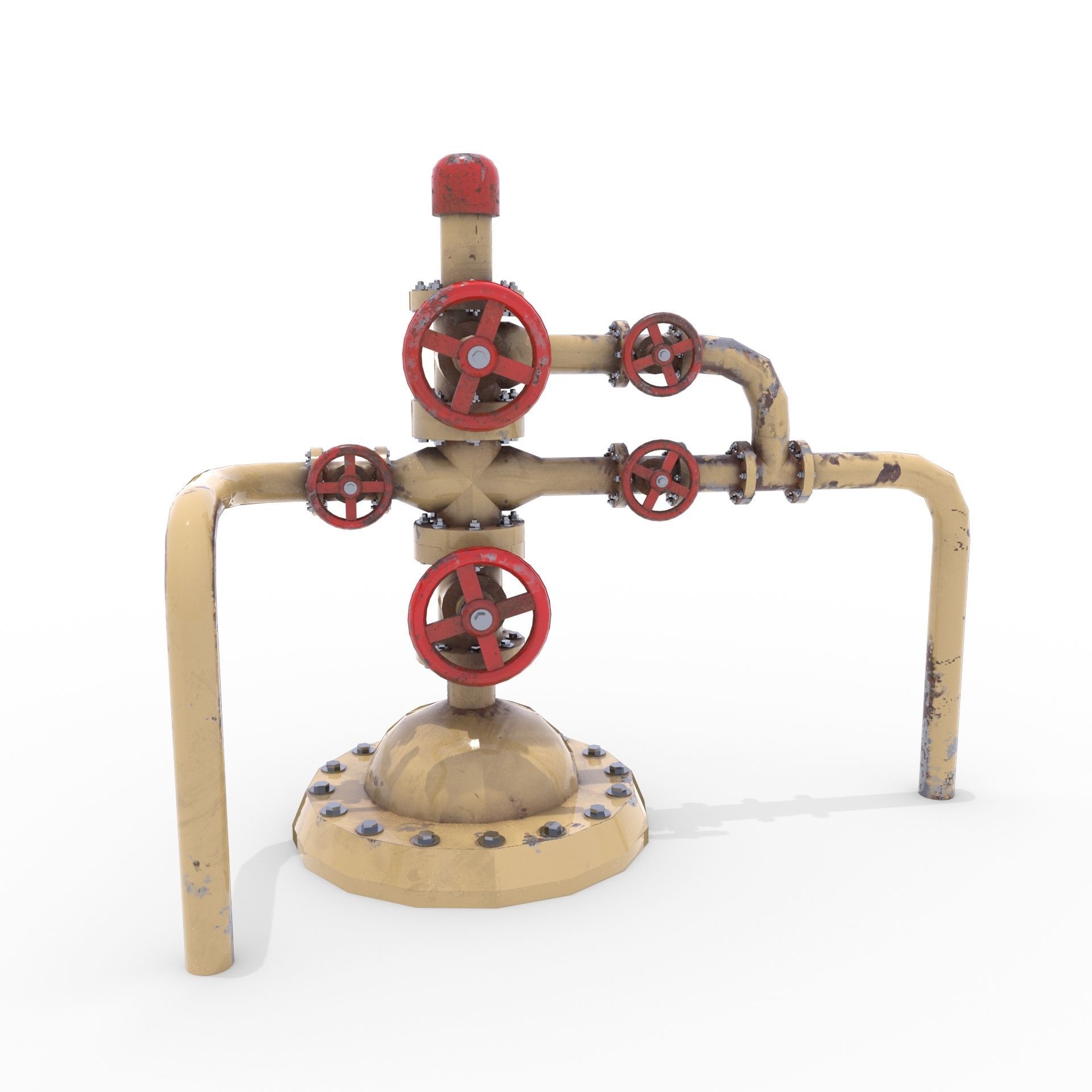 Oil Pumpjack Wellhead 3 Low-poly 3D model_3