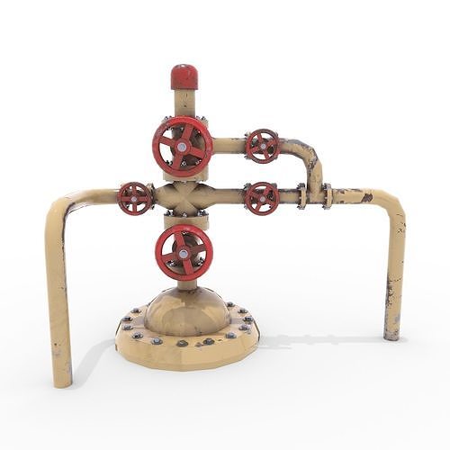 Oil Pumpjack Wellhead 3 Low-poly 3D model