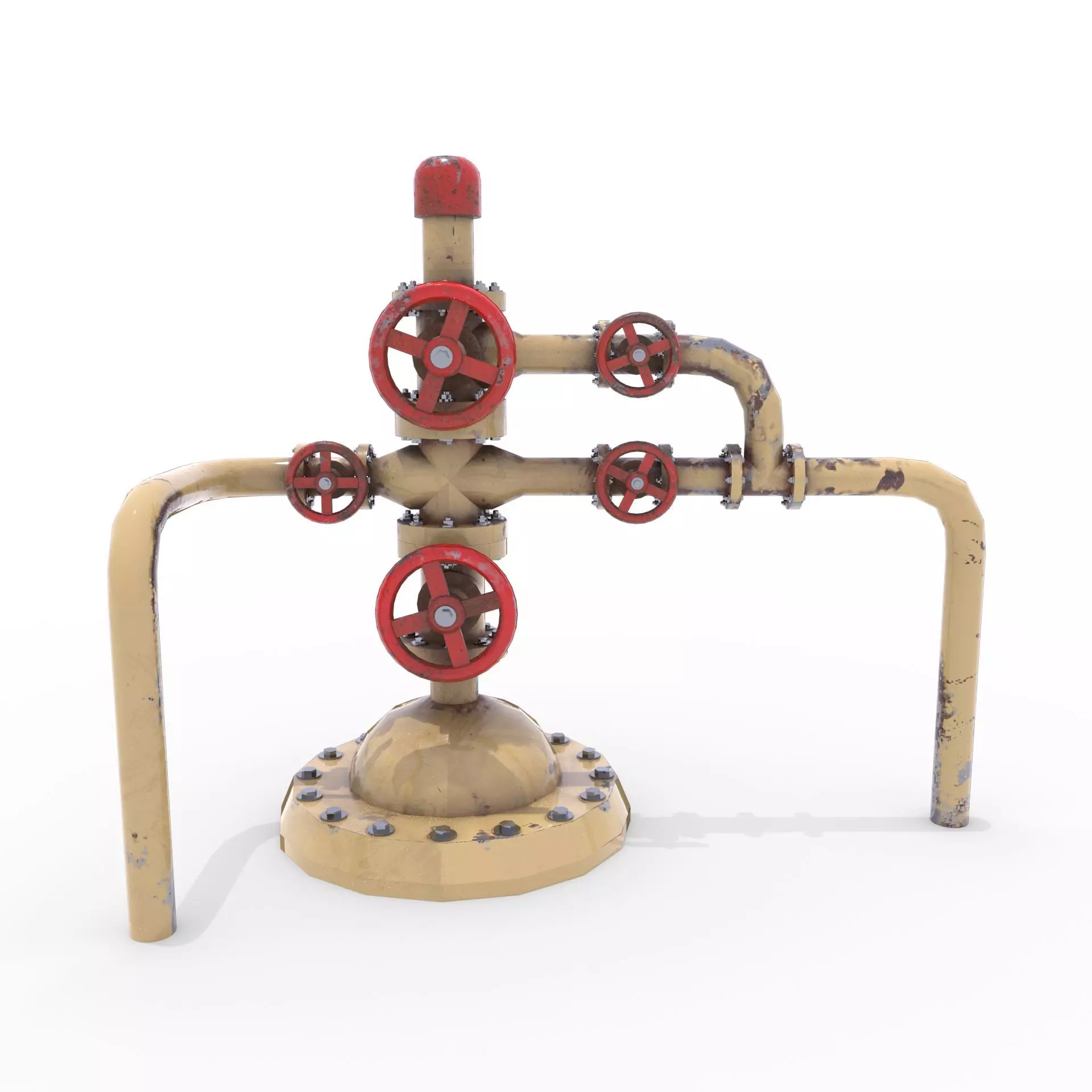 Oil Pumpjack Wellhead 3 Low-poly 3D model_0