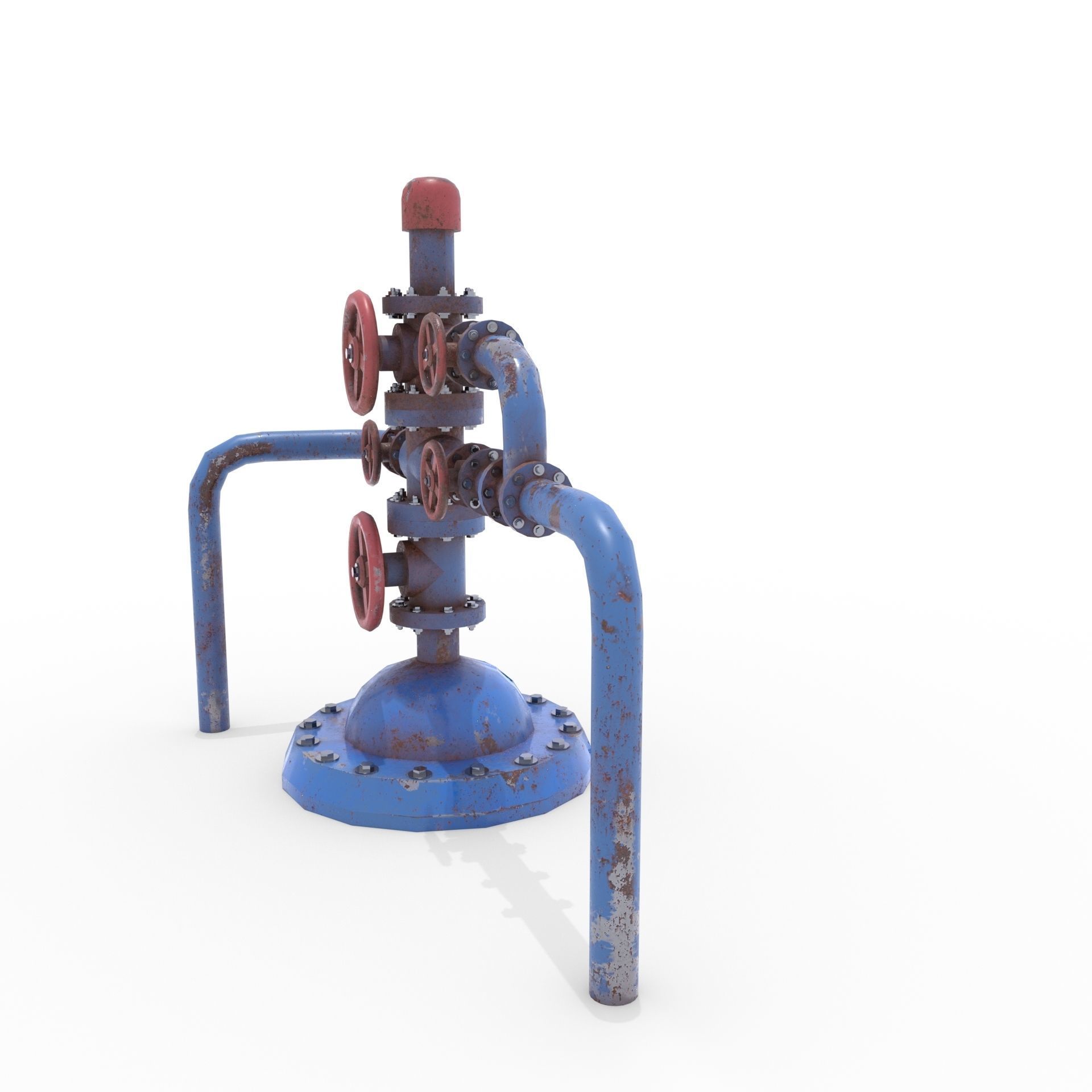 Oil Pumpjack Wellhead Weathered 1 Low-poly 3D model_1
