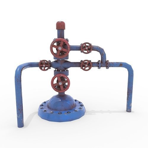 Oil Pumpjack Wellhead Weathered 1 Low-poly 3D model