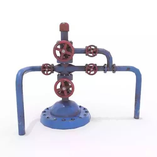 Oil Pumpjack Wellhead Weathered 1 Low-poly 3D model
