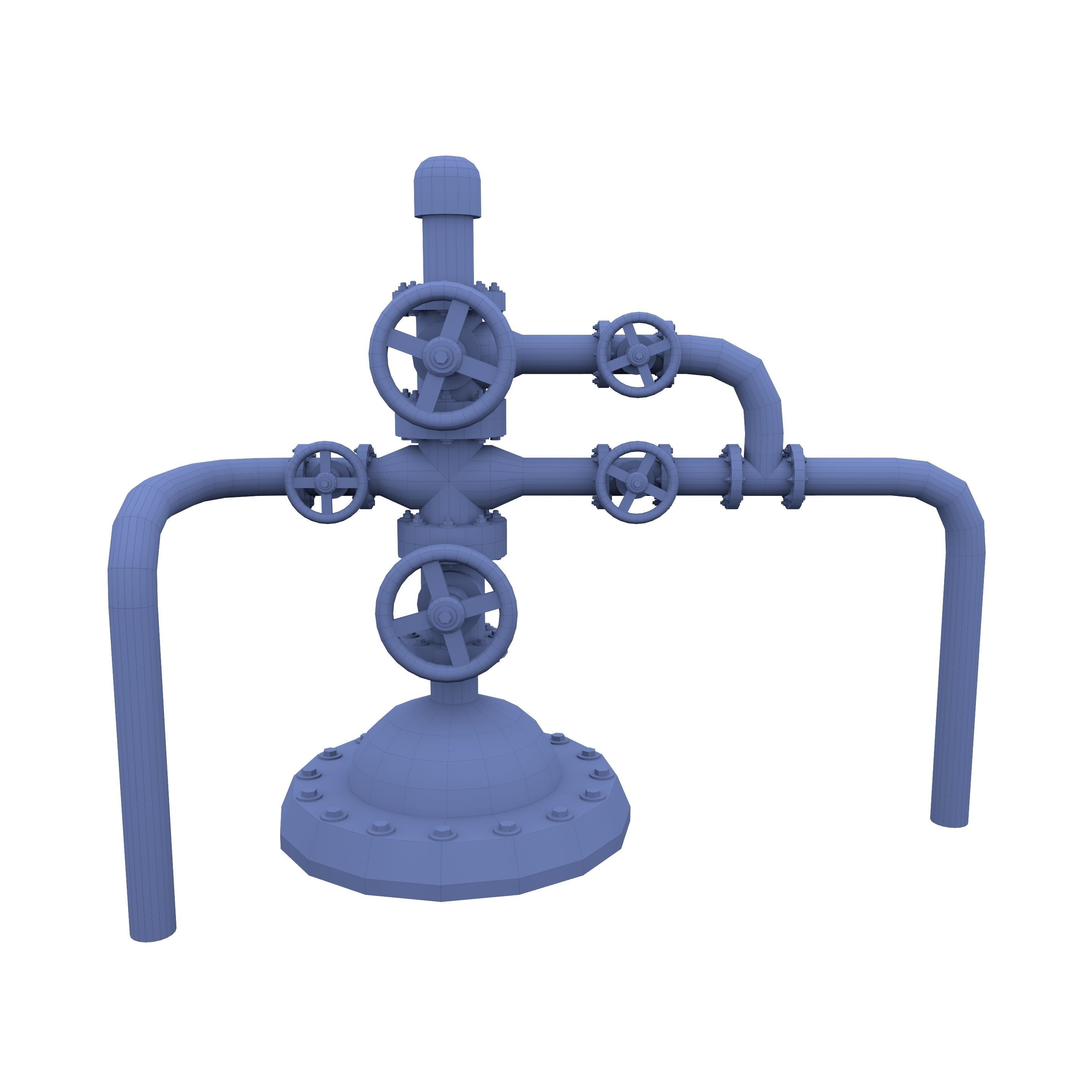 Oil Pumpjack Wellhead Weathered 1 Low-poly 3D model_4