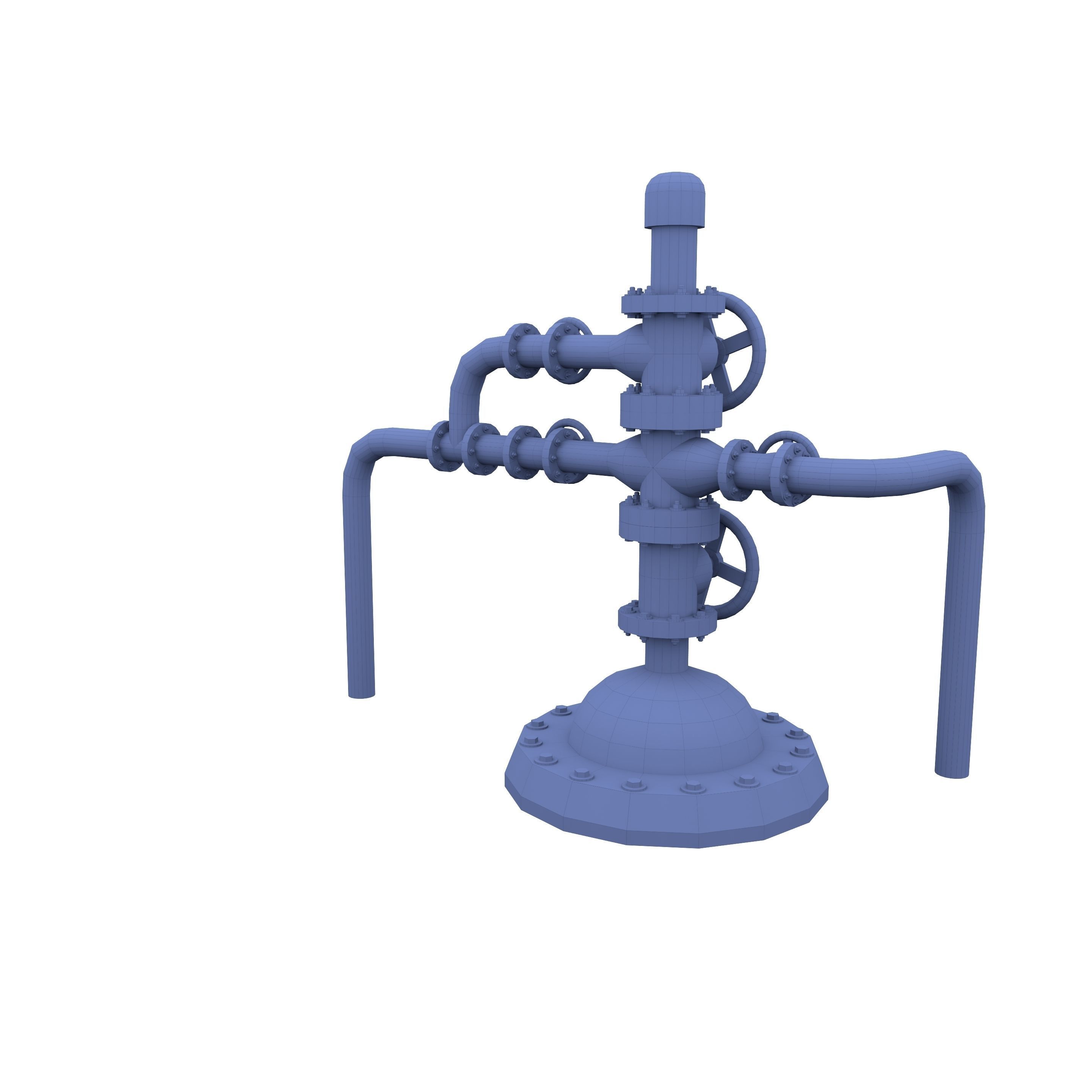 Oil Pumpjack Wellhead Weathered 1 Low-poly 3D model_5