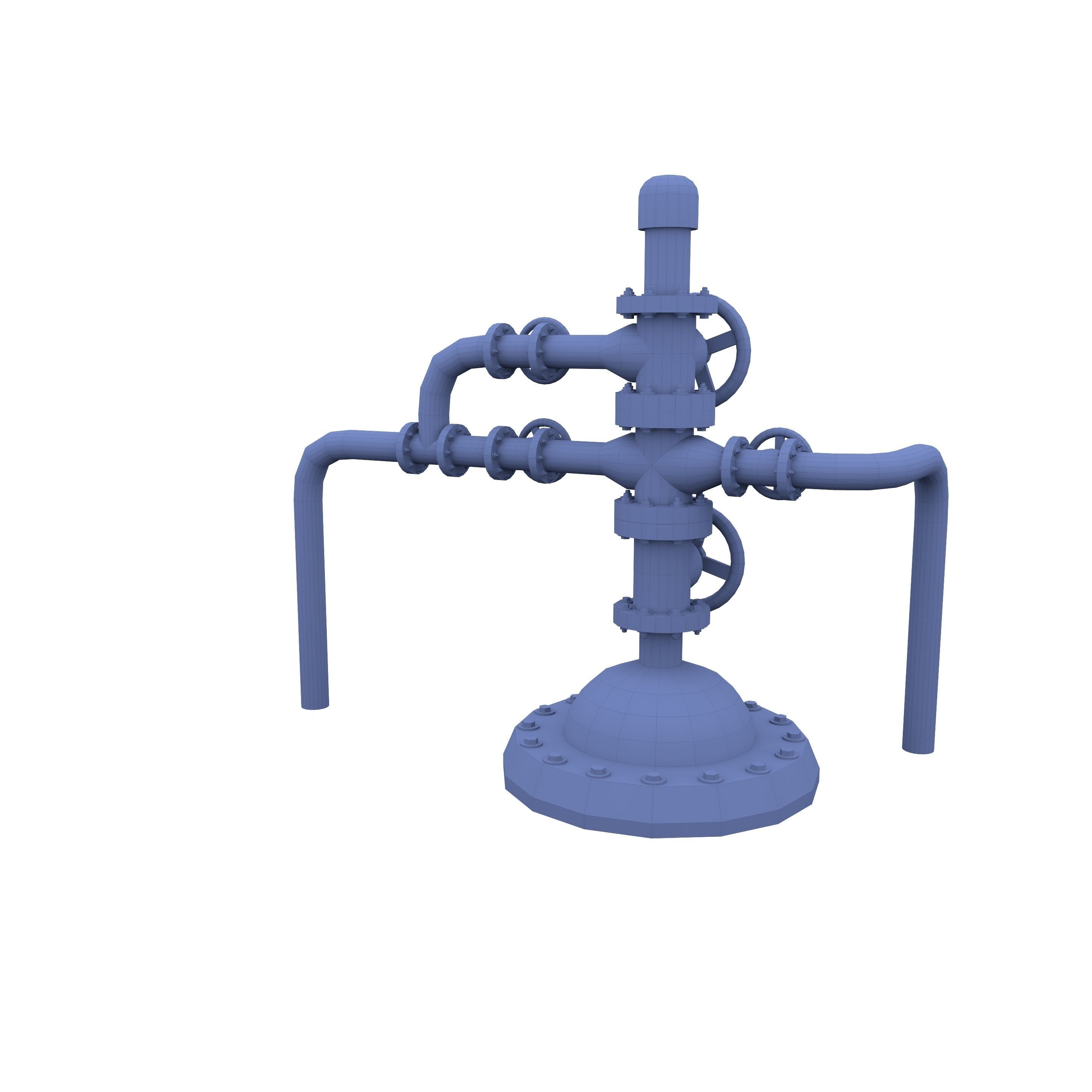 Oil Pumpjack Wellhead Weathered 2 Low-poly 3D model_5