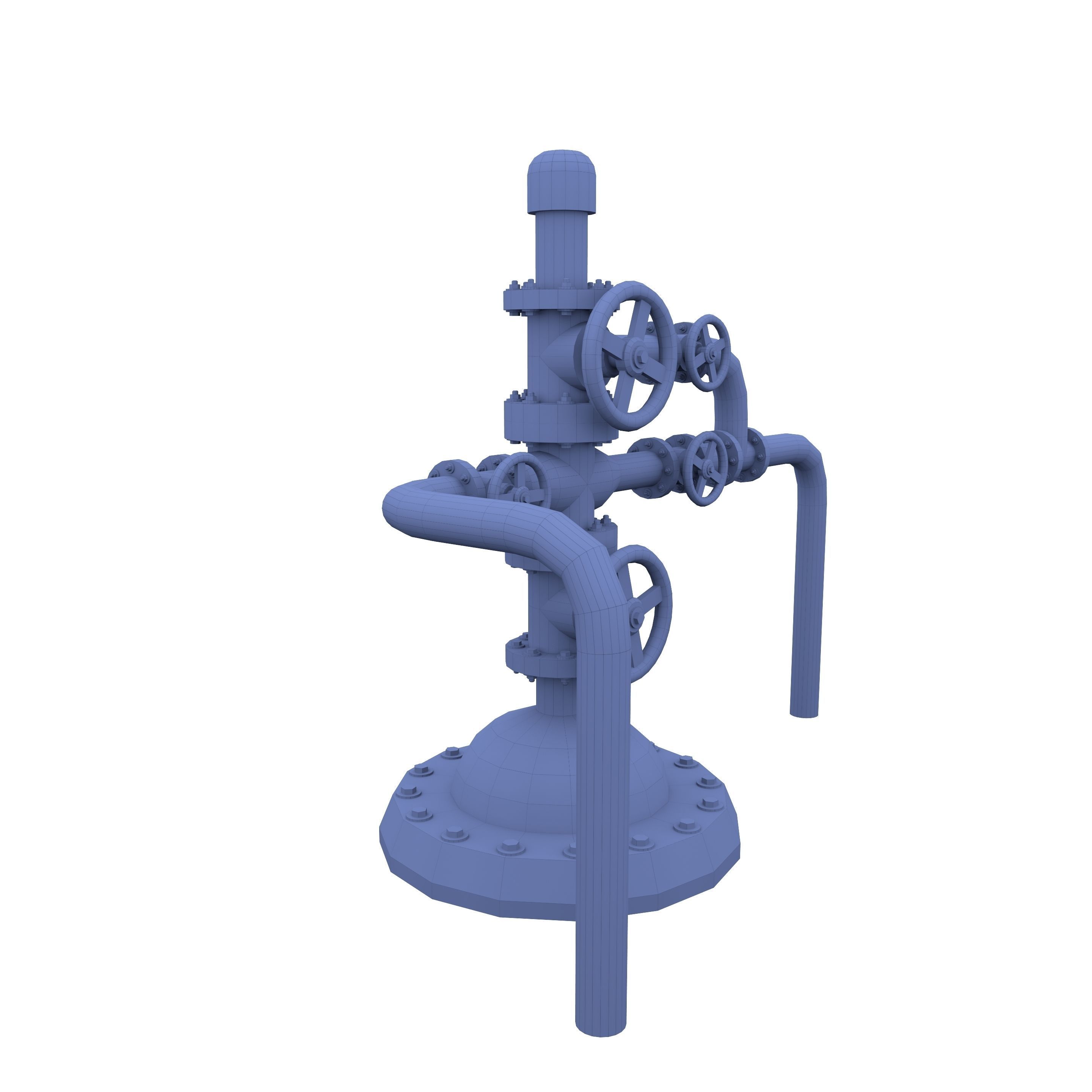 Oil Pumpjack Wellhead Weathered 2 Low-poly 3D model_6