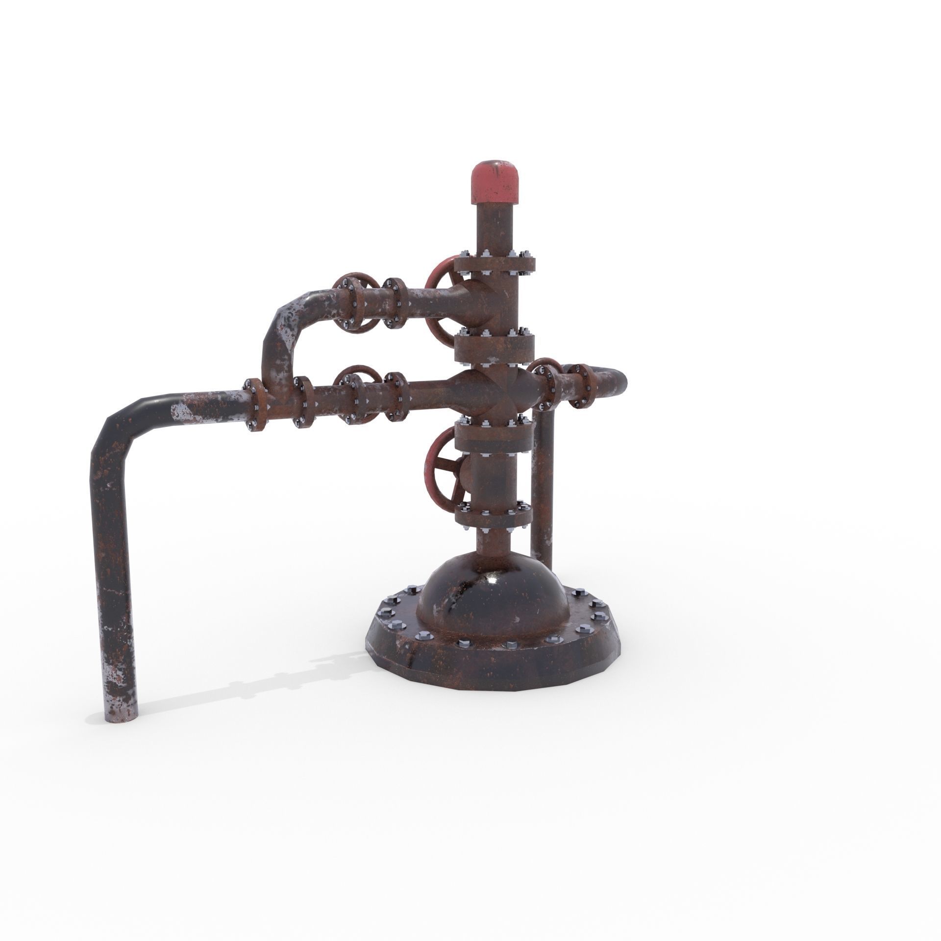 Oil Pumpjack Wellhead Weathered 2 Low-poly 3D model_1