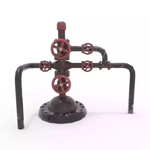 Oil Pumpjack Wellhead Weathered 2 Low-poly 3D model