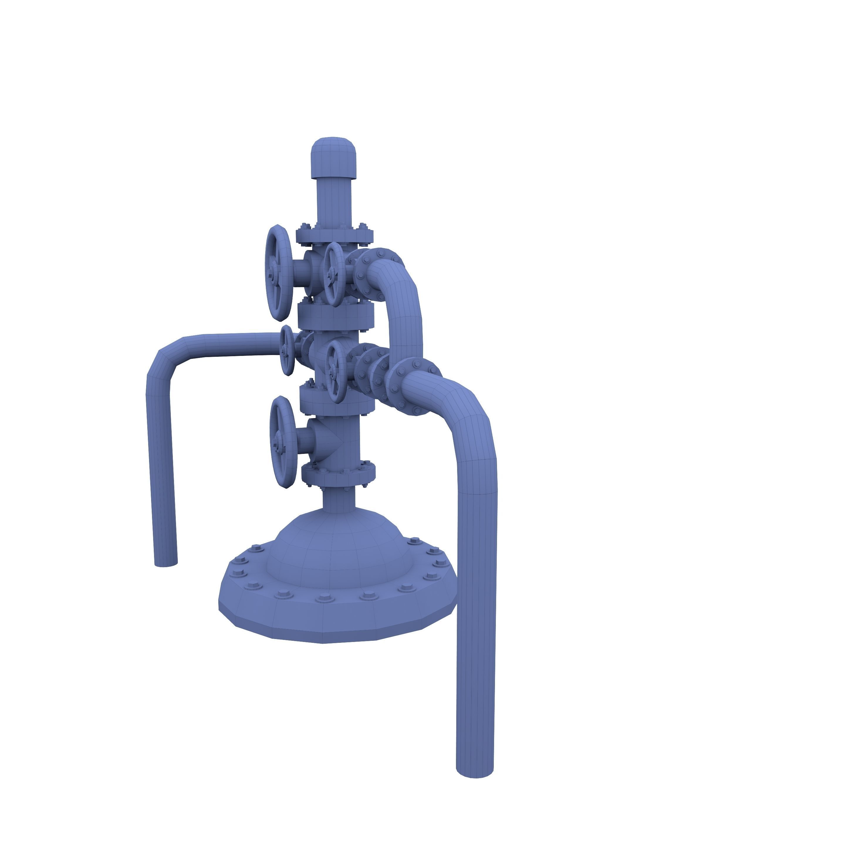 Oil Pumpjack Wellhead Weathered 3 Low-poly 3D model_4