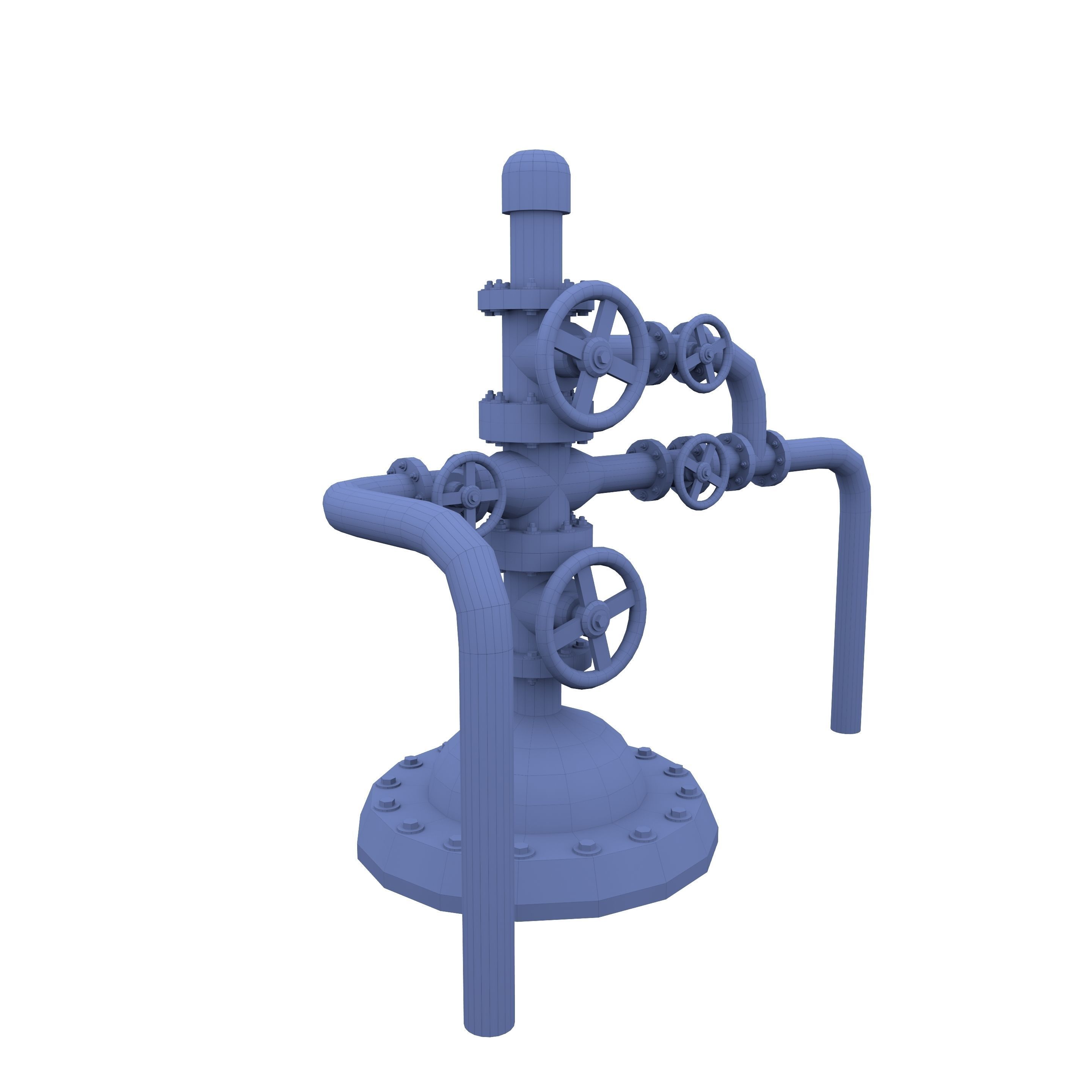 Oil Pumpjack Wellhead Weathered 3 Low-poly 3D model_5