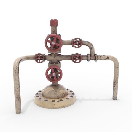 Oil Pumpjack Wellhead Weathered 3 Low-poly 3D model