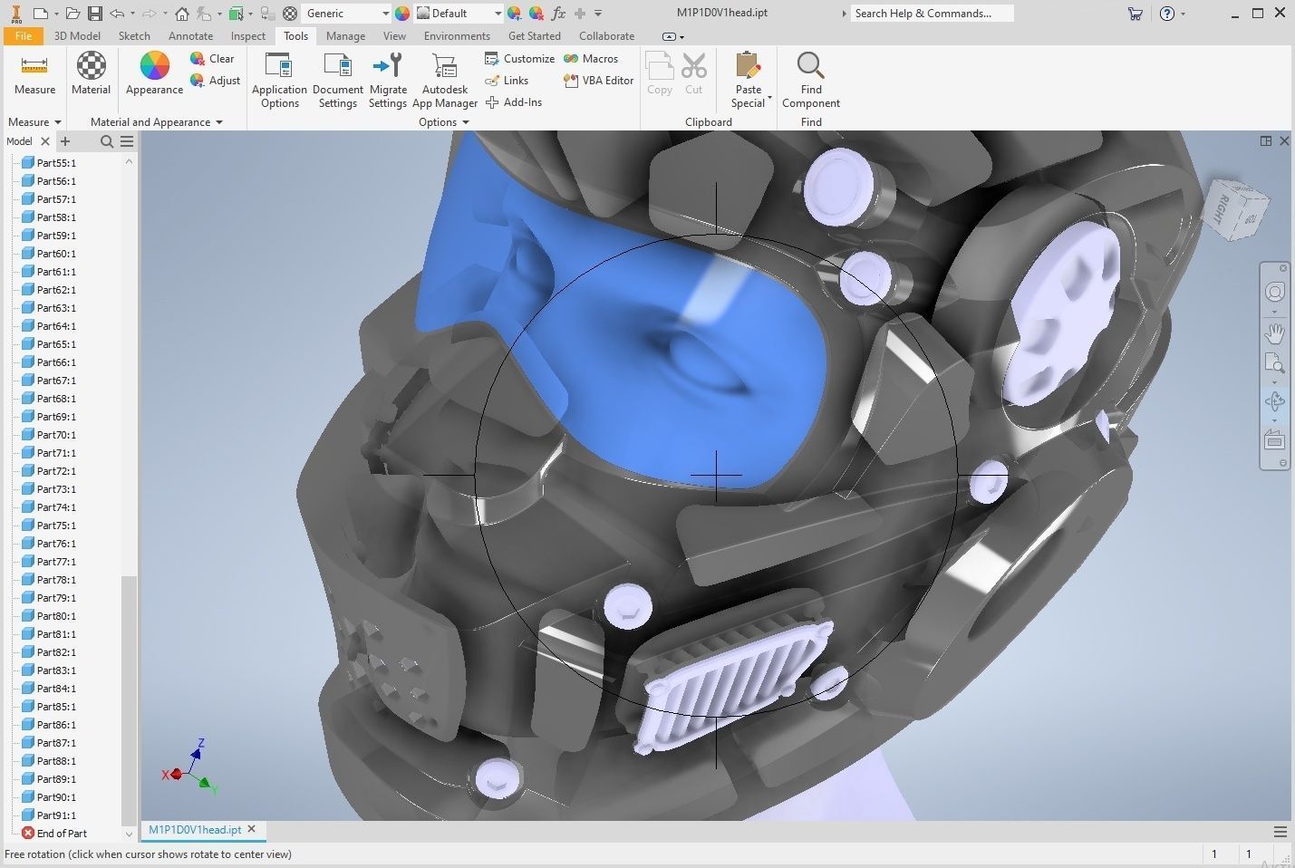 CAD-friendly models kit Helmet H1V1 and male head M1P1D0V1head 3D model_30