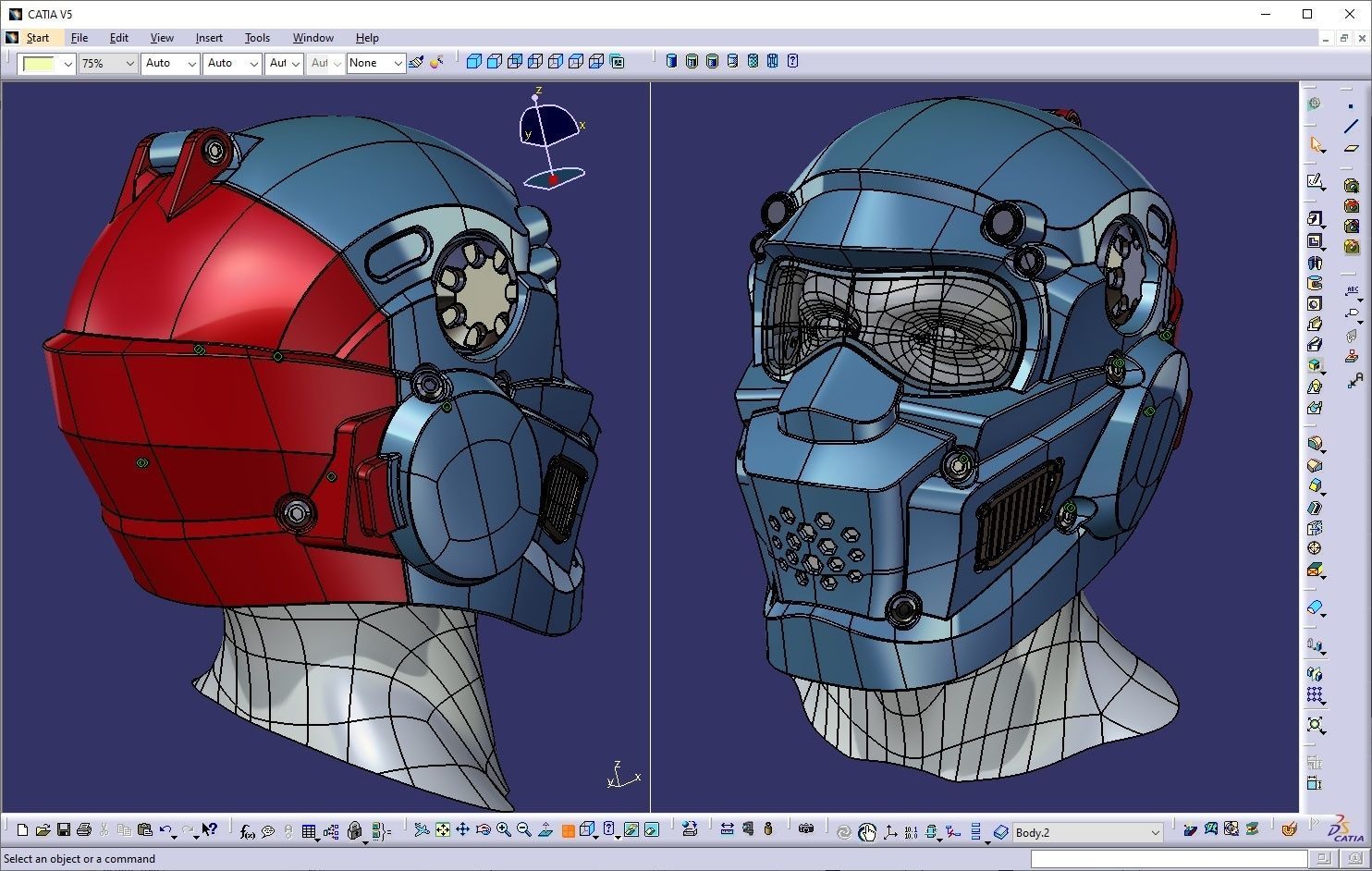 CAD-friendly models kit Helmet H1V1 and male head M1P1D0V1head 3D model_24
