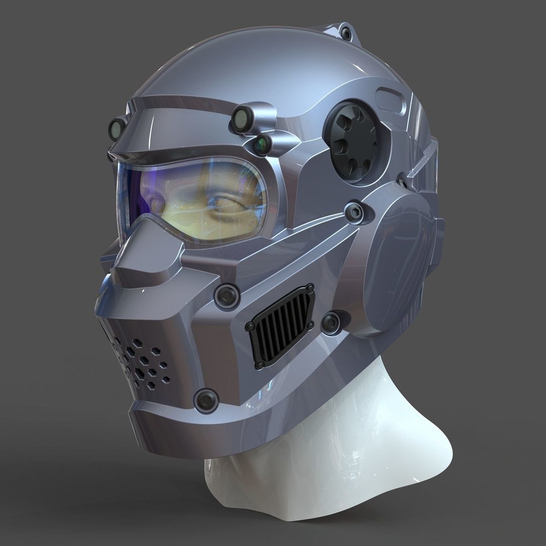 CAD-friendly models kit Helmet H1V1 and male head M1P1D0V1head 3D model_5