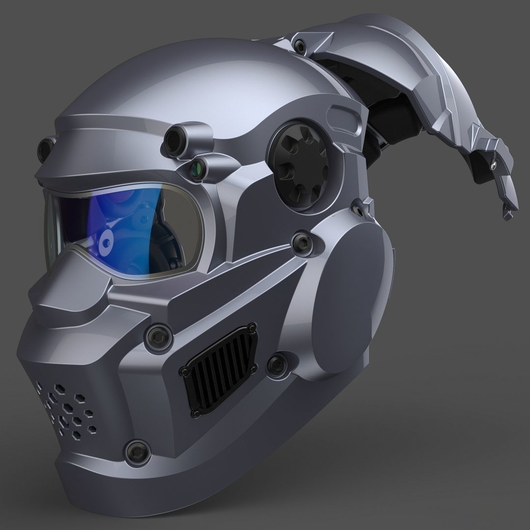 CAD-friendly models kit Helmet H1V1 and male head M1P1D0V1head 3D model_38