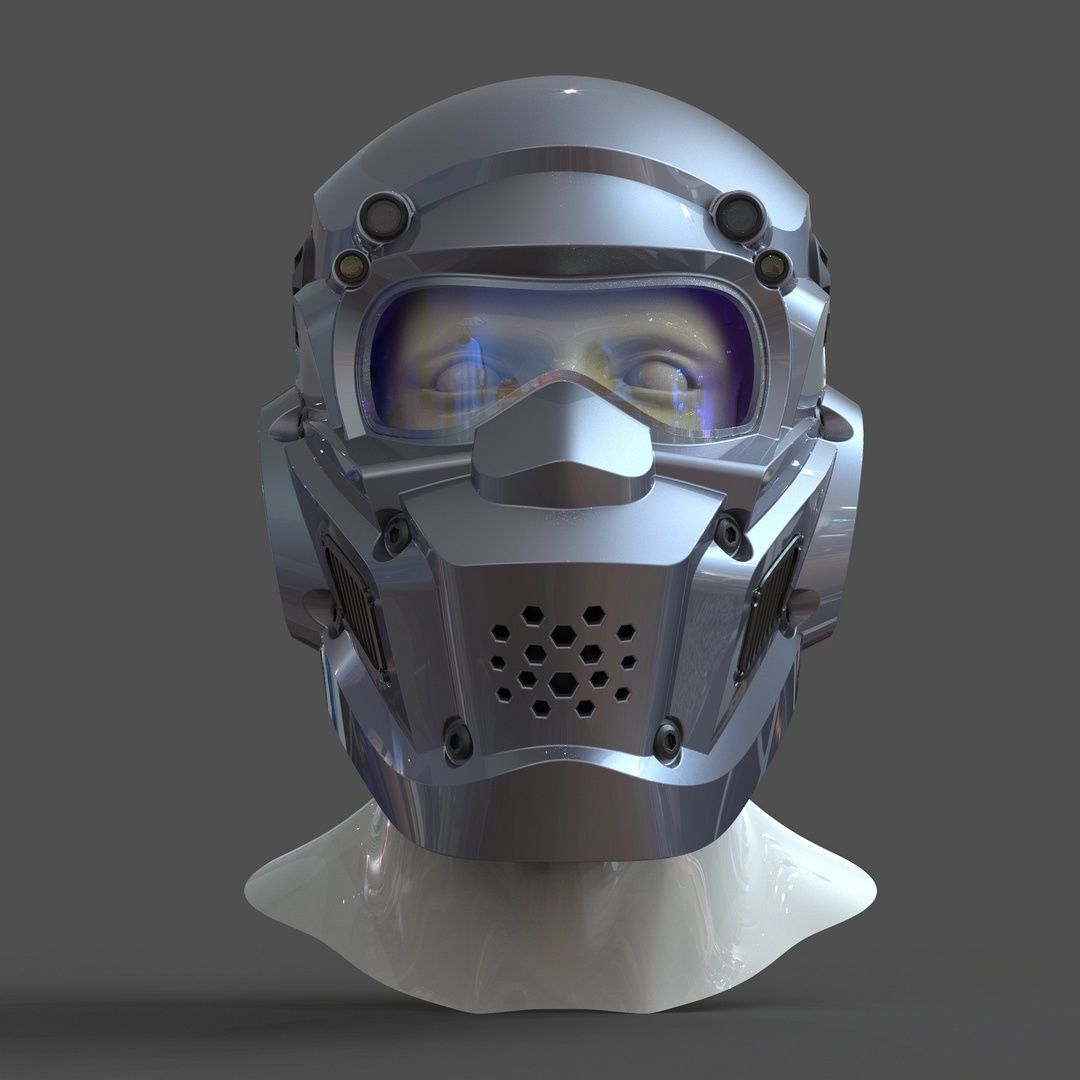 CAD-friendly models kit Helmet H1V1 and male head M1P1D0V1head 3D model_7
