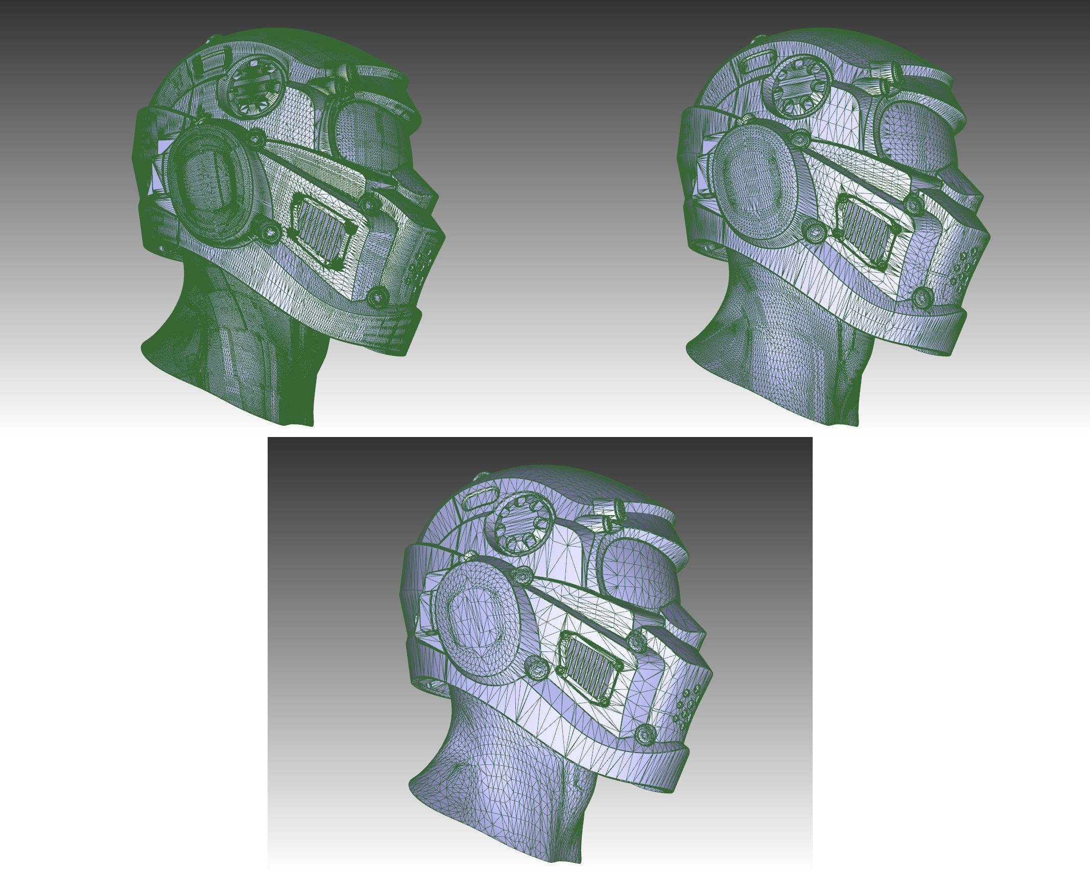 CAD-friendly models kit Helmet H1V1 and male head M1P1D0V1head 3D model_42