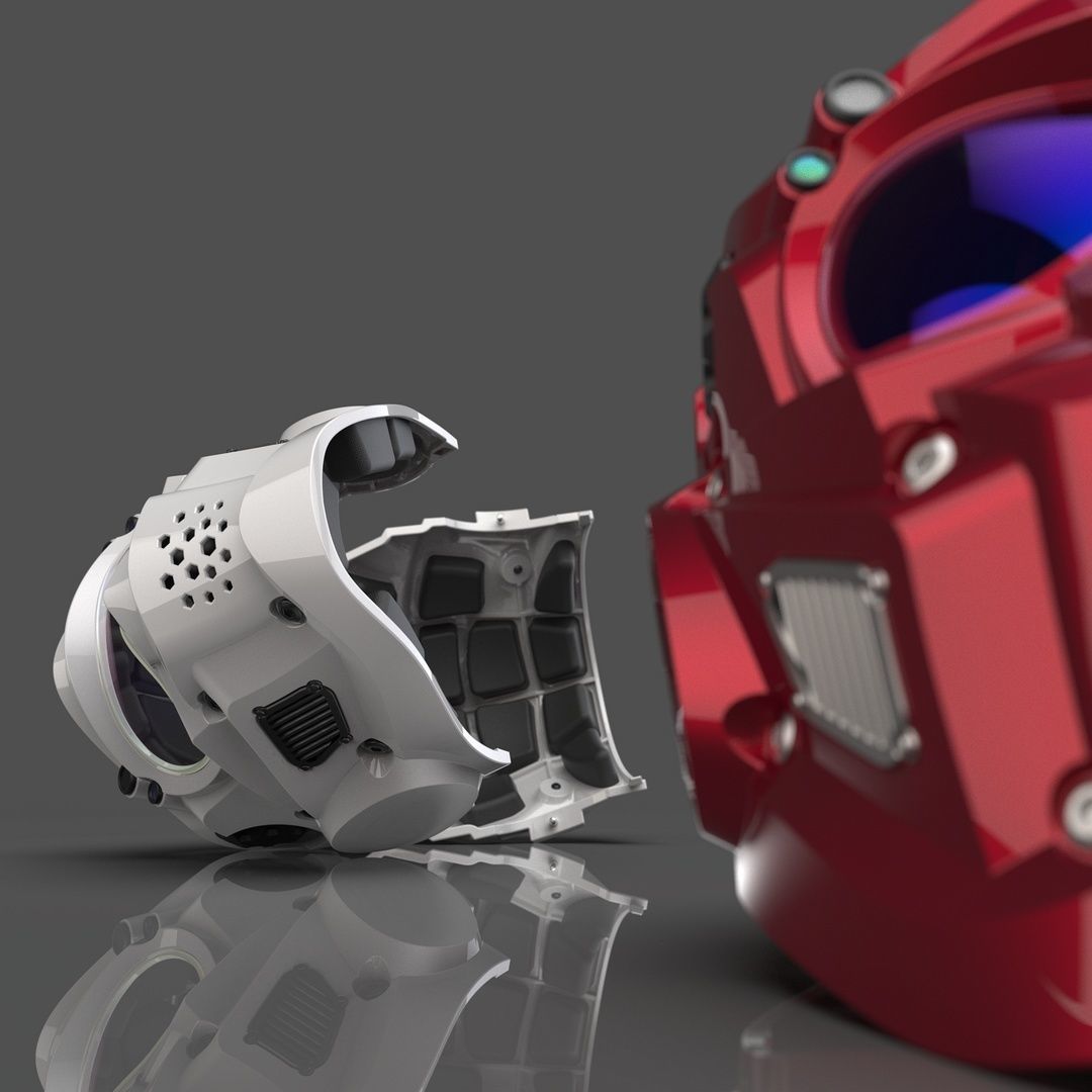 CAD-friendly models kit Helmet H1V1 and male head M1P1D0V1head 3D model_41