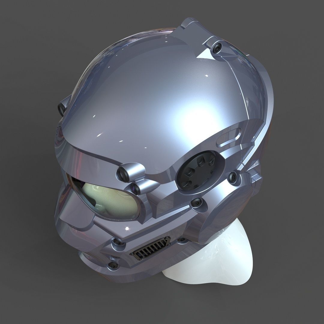 CAD-friendly models kit Helmet H1V1 and male head M1P1D0V1head 3D model_9