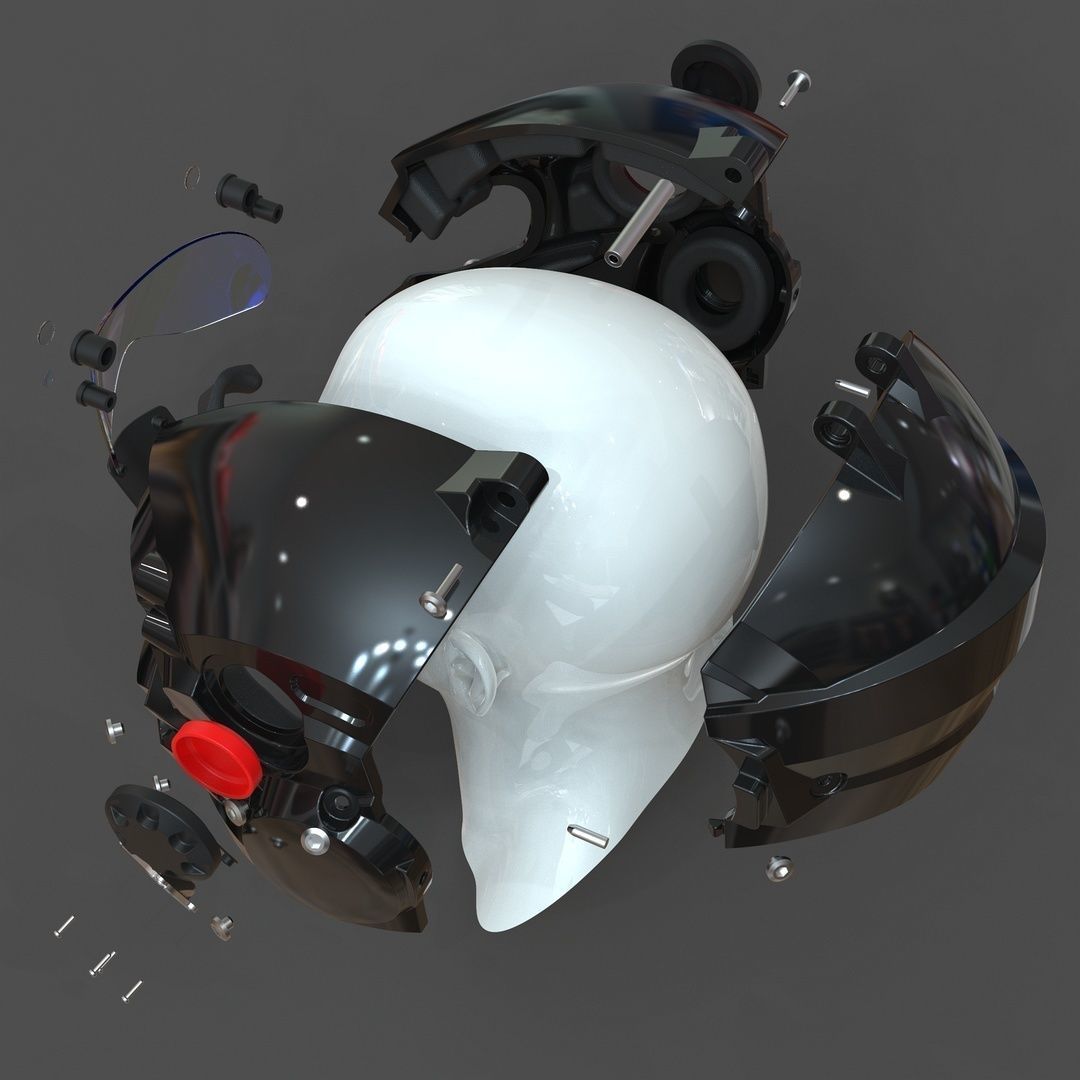 CAD-friendly models kit Helmet H1V1 and male head M1P1D0V1head 3D model_16