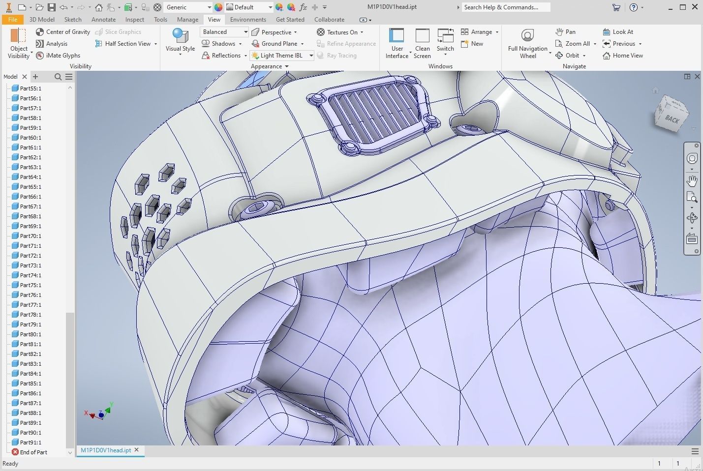 CAD-friendly models kit Helmet H1V1 and male head M1P1D0V1head 3D model_28