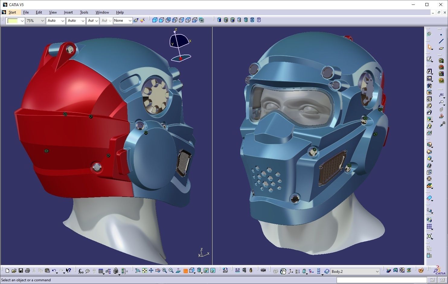 CAD-friendly models kit Helmet H1V1 and male head M1P1D0V1head 3D model_25