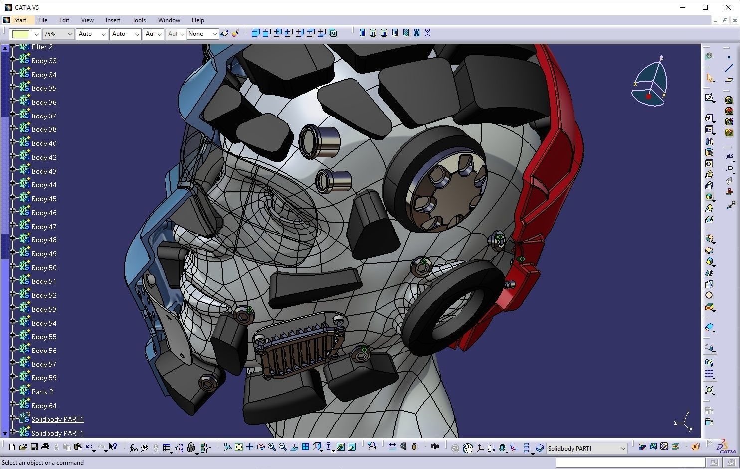 CAD-friendly models kit Helmet H1V1 and male head M1P1D0V1head 3D model_26