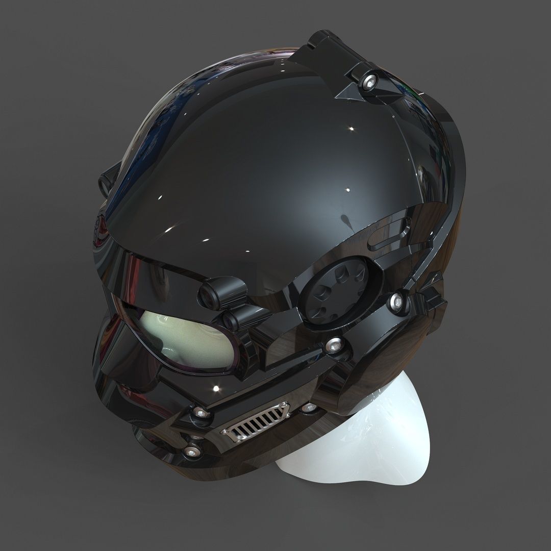 CAD-friendly models kit Helmet H1V1 and male head M1P1D0V1head 3D model_4