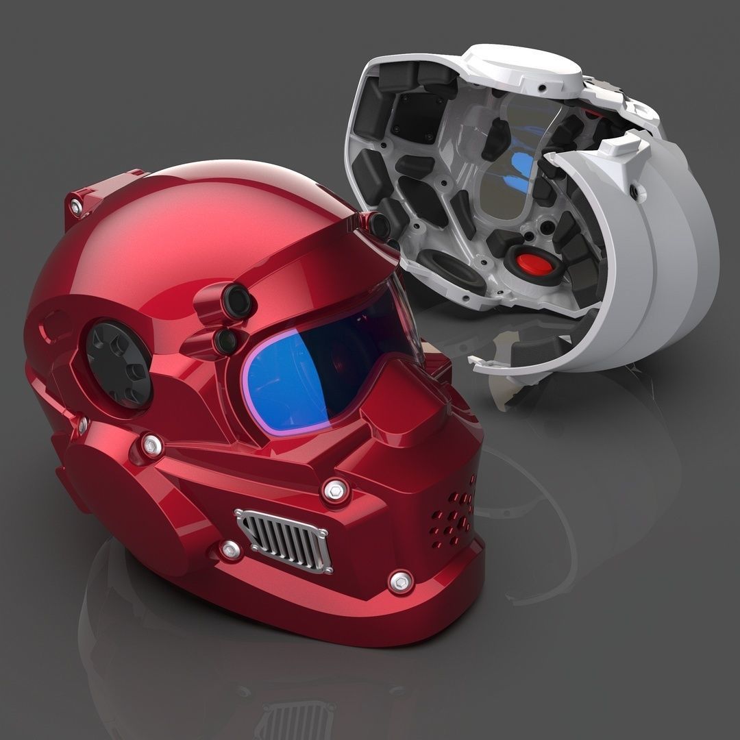 CAD-friendly models kit Helmet H1V1 and male head M1P1D0V1head 3D model_40