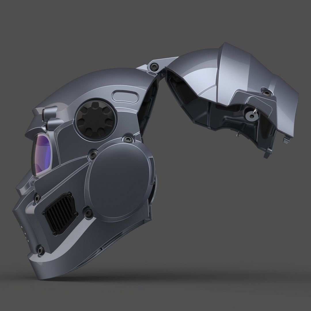 CAD-friendly models kit Helmet H1V1 and male head M1P1D0V1head 3D model_37