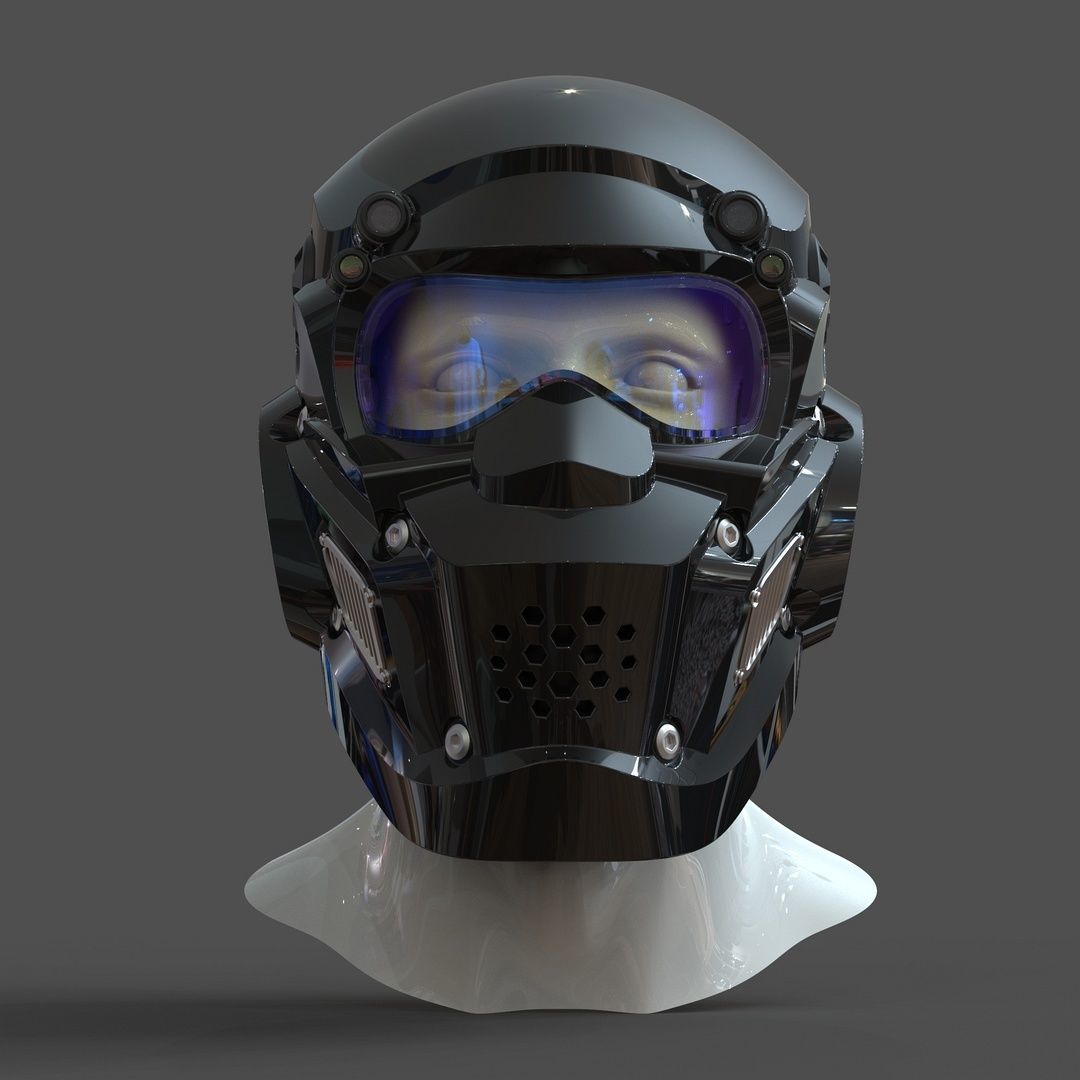 CAD-friendly models kit Helmet H1V1 and male head M1P1D0V1head 3D model_2