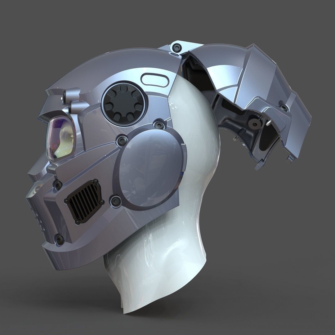 CAD-friendly models kit Helmet H1V1 and male head M1P1D0V1head 3D model_10