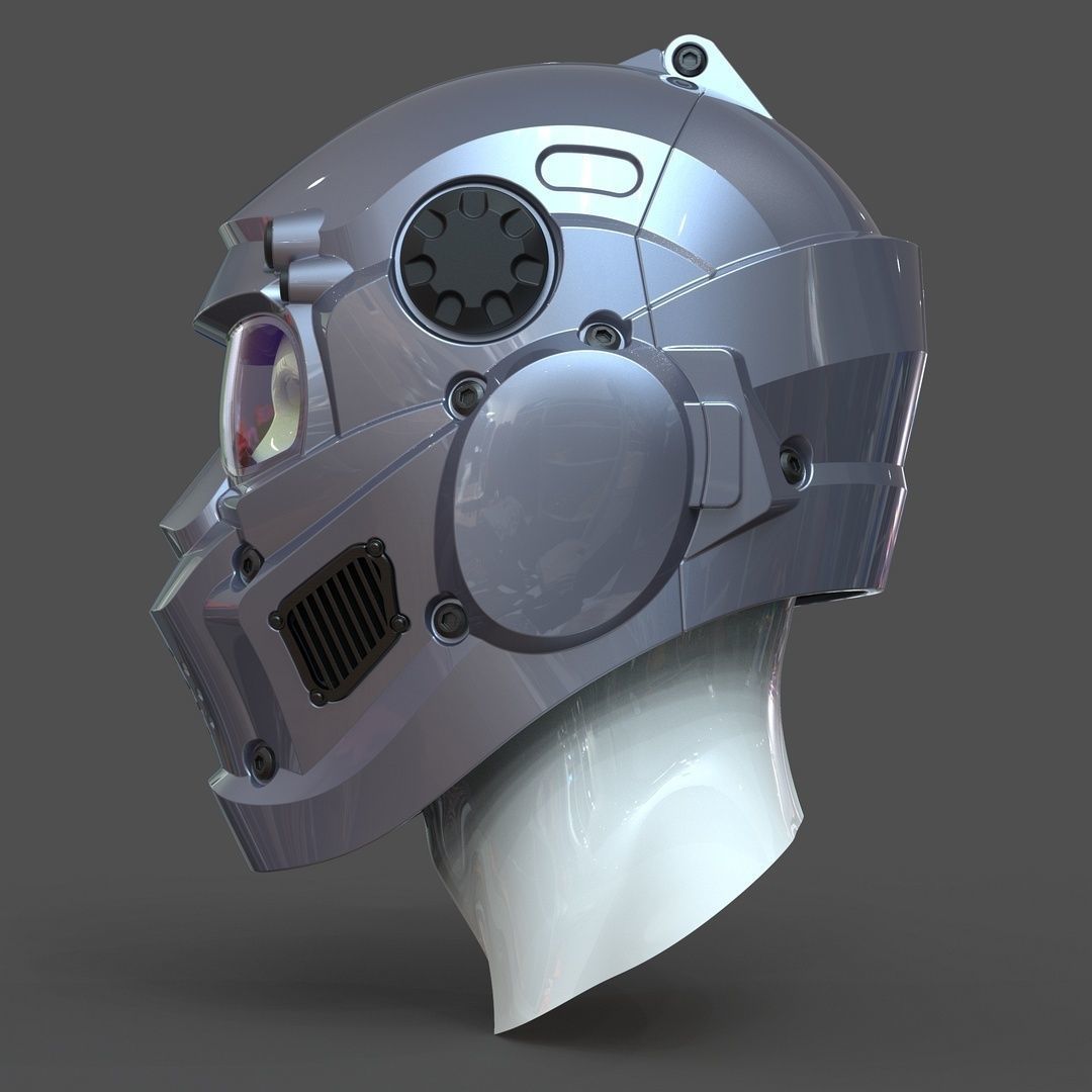 CAD-friendly models kit Helmet H1V1 and male head M1P1D0V1head 3D model_6